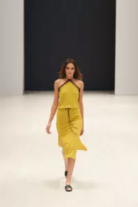 Fashion model walks the runway